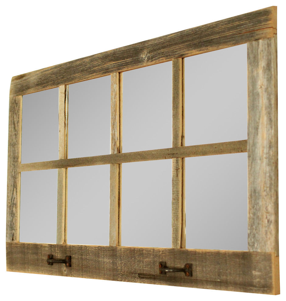 Farmhouse Mirror 8 Window Pane Mirror, Barnwood