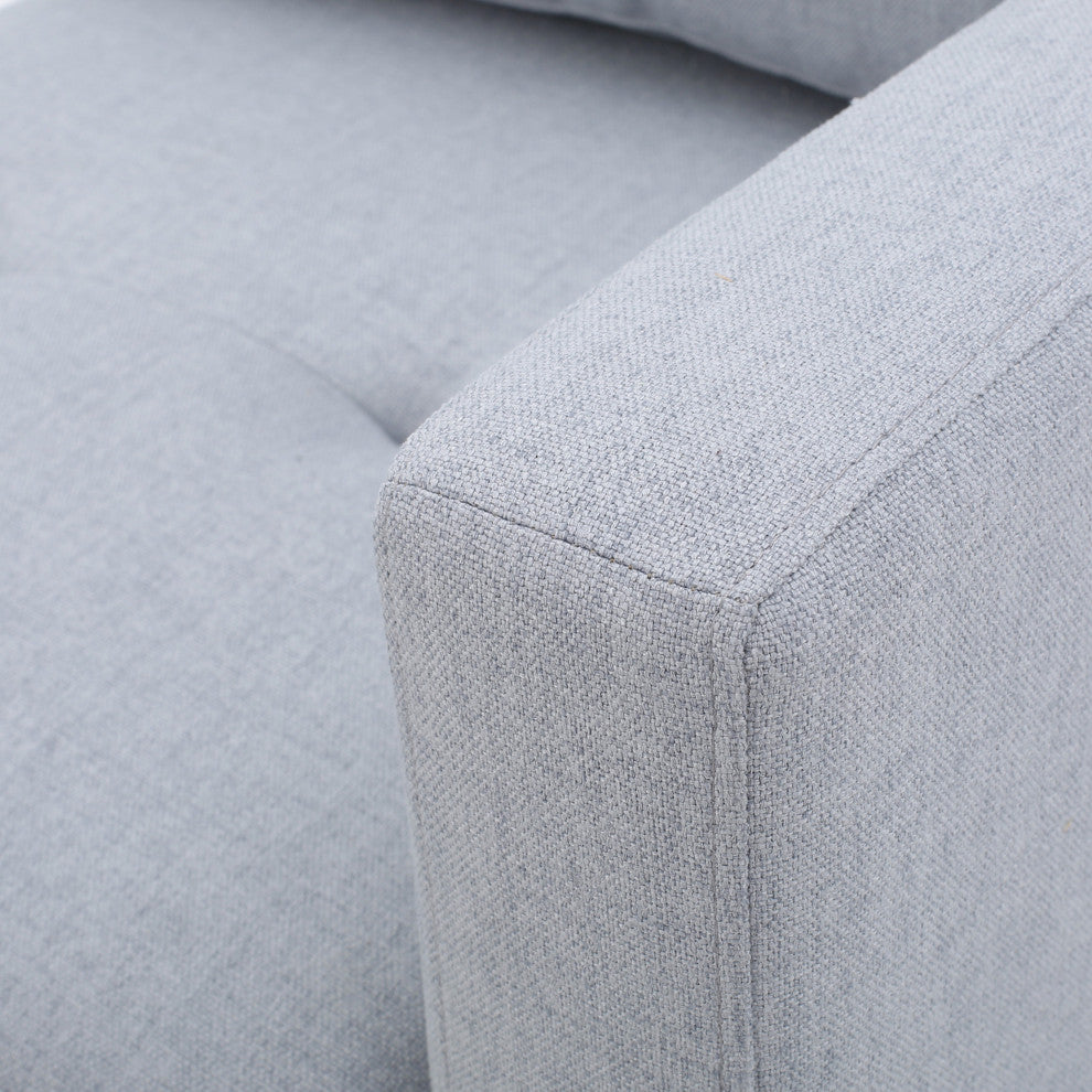 GDF Studio Carolina Fabric Sectional Couch With Storage Ottoman, Light Gray