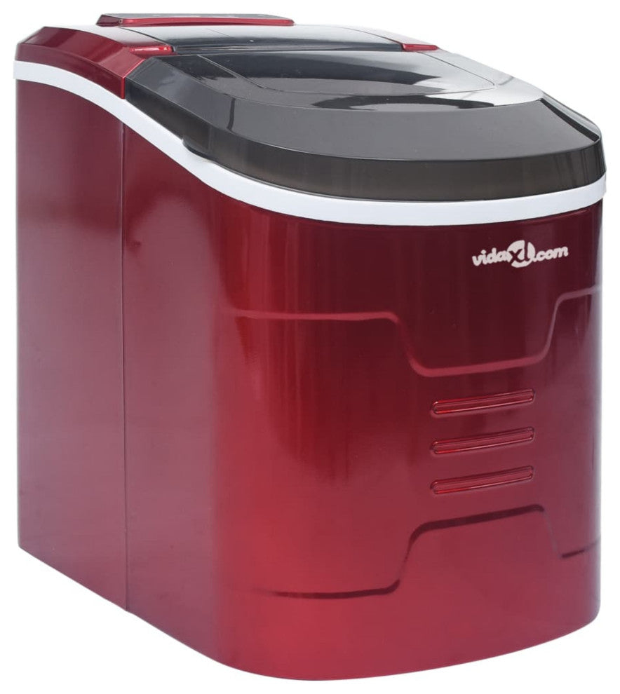vidaXL Ice Cube Maker Red 0.63 Gallon 33.1 lbs / 24 h