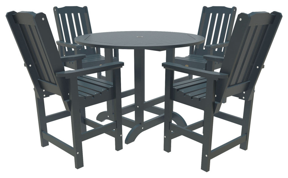 Springville 5-Piece Round Counter Dining Set, Weathered Acorn, Federal Blue