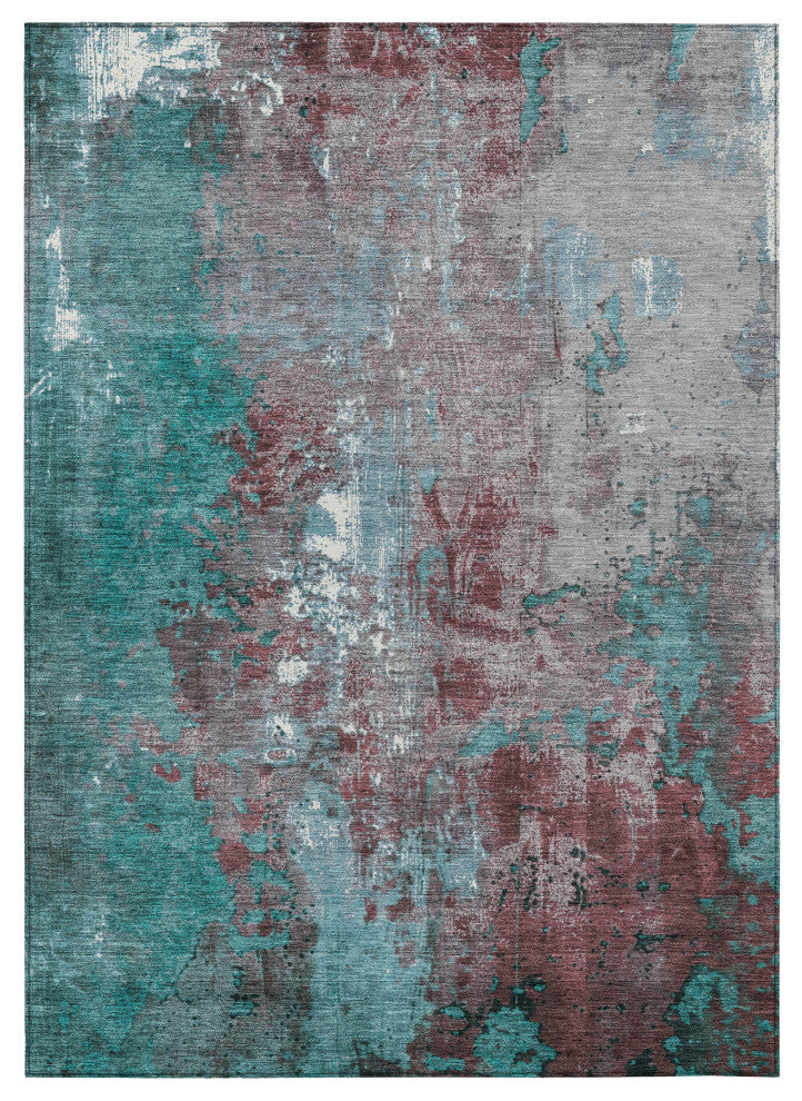 Machine Washable Indoor/Outdoor Chantille ACN1870 Teal 3' x 5' Rug