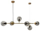 Igliano | Creative LED Pendant Light in the Shape of Glass Ball for Dining Room, Gold, Smoky Glass, Warm Light