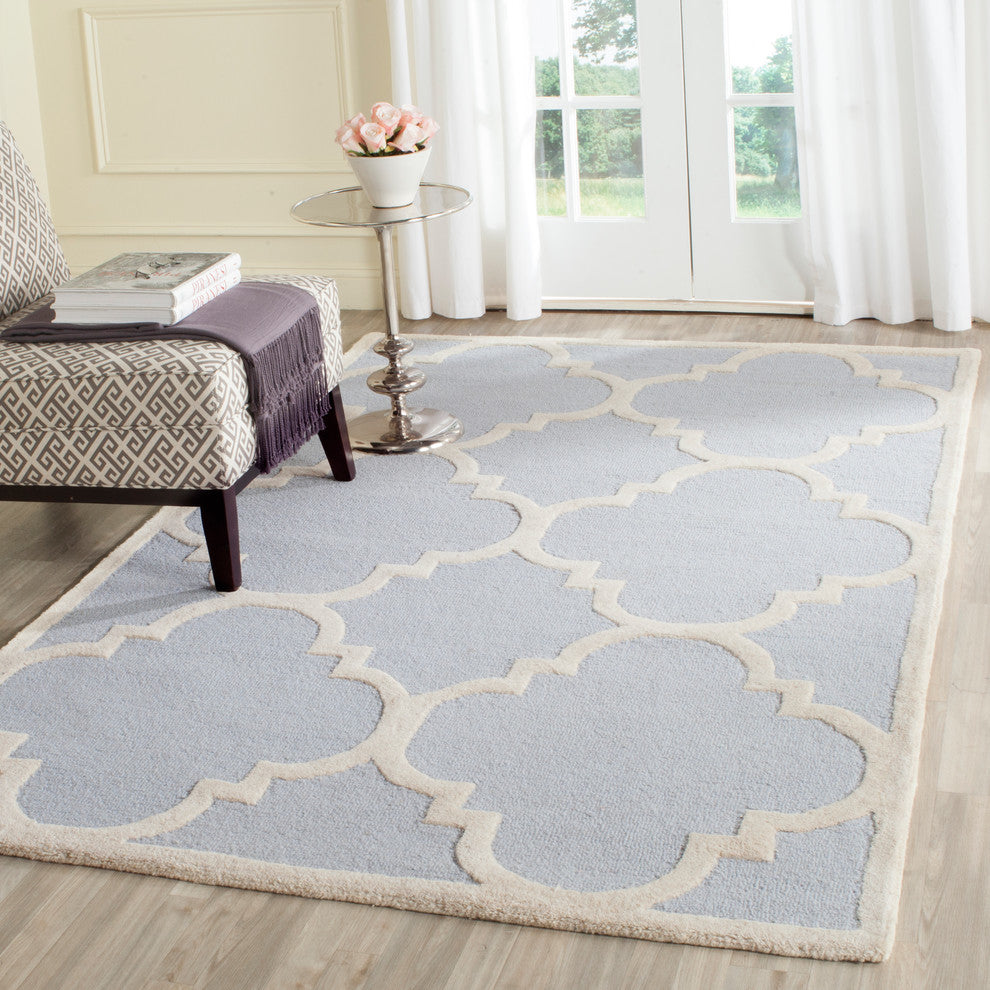 Safavieh Cambridge Collection CAM140 Rug, Light Blue/Ivory, 5'x8'