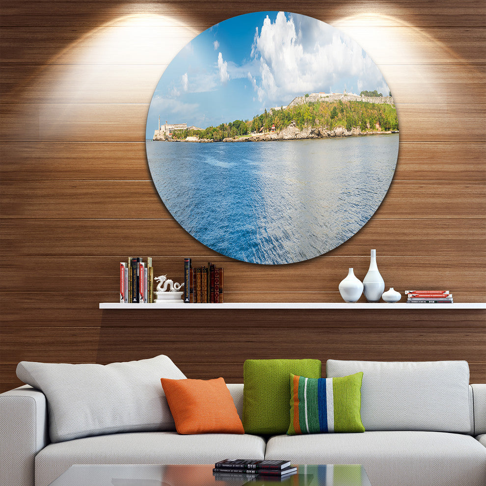 The Bay Of Havana Panorama, Seascape Photo Disc Metal Wall Art, 36"
