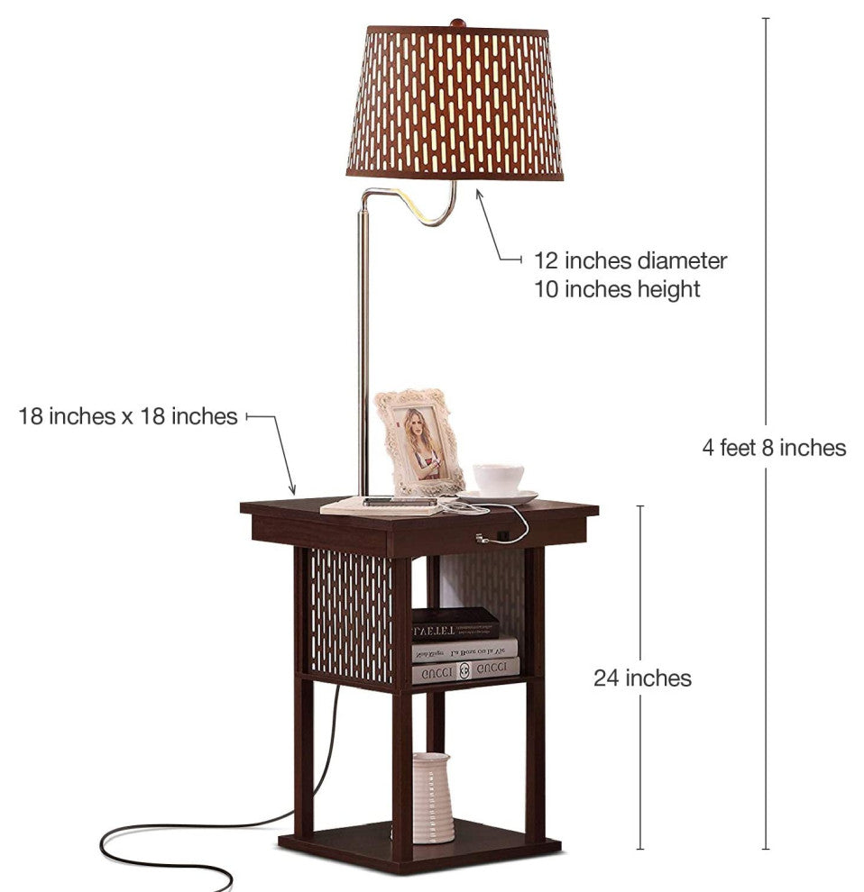 Brightech - Madison LED Floor Lamp with USB Charging Ports - Mid Century Modern,