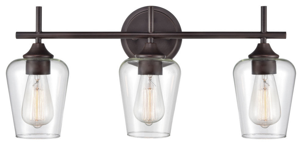 Ashford Collection 3 Light 22" Rubbed Bronze Bathroom Vanity Light