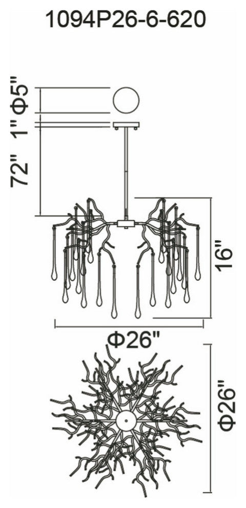 Anita 6 Light Chandelier With Black Finish