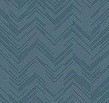 Blue & Silver Polished Chevron Wallpaper
