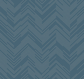 Blue & Silver Polished Chevron Wallpaper