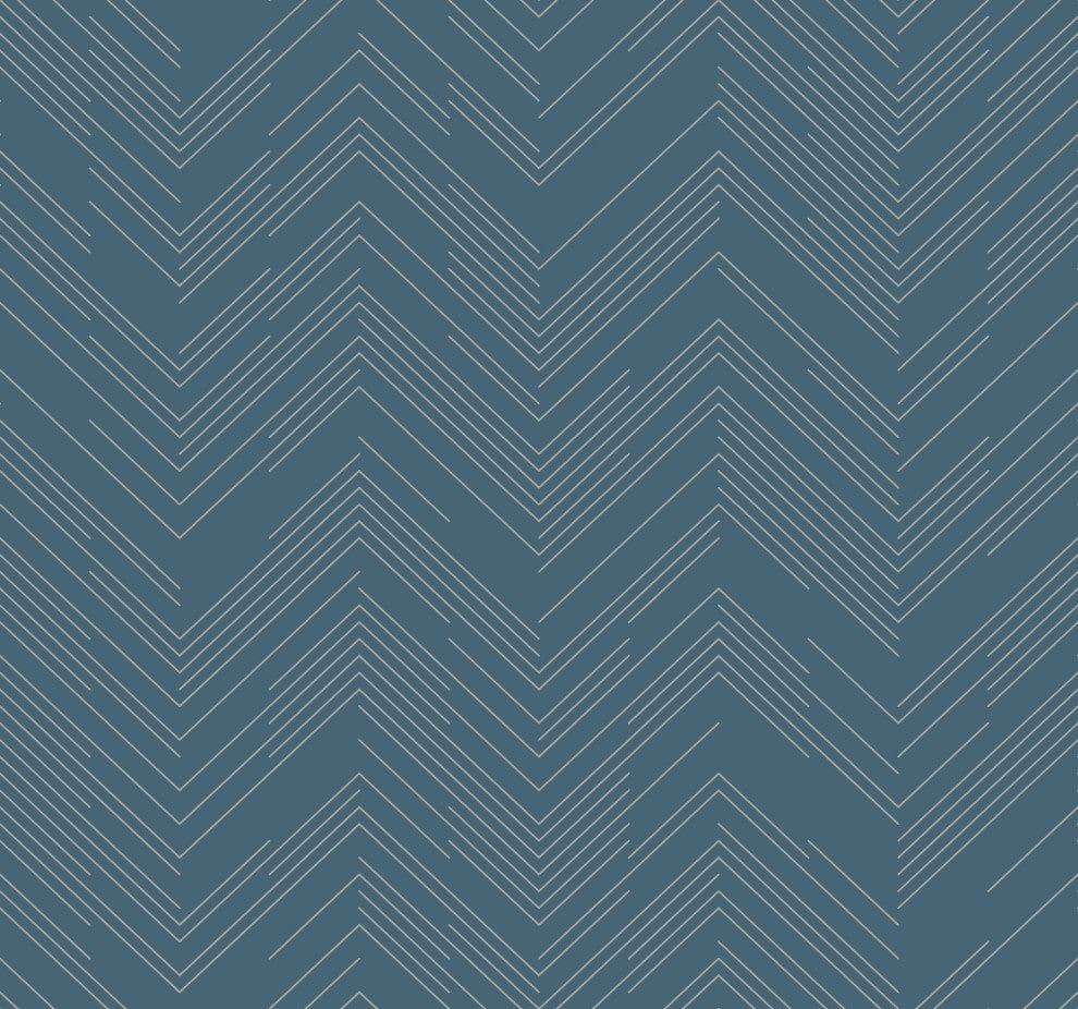 Blue & Silver Polished Chevron Wallpaper