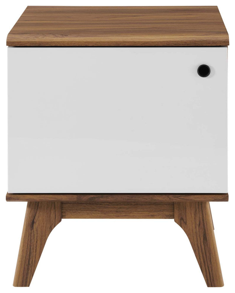 Sofa Side Table Display Stand, Wood, Brown Walnut White, Modern, Lounge