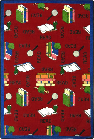 Kid Essentials Rug, Bookworm, 3'10"x5'4", Red