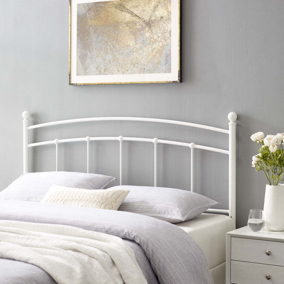 Headboard, Full Size, Metal, White, Modern Farmhouse, Bedroom Master Suite