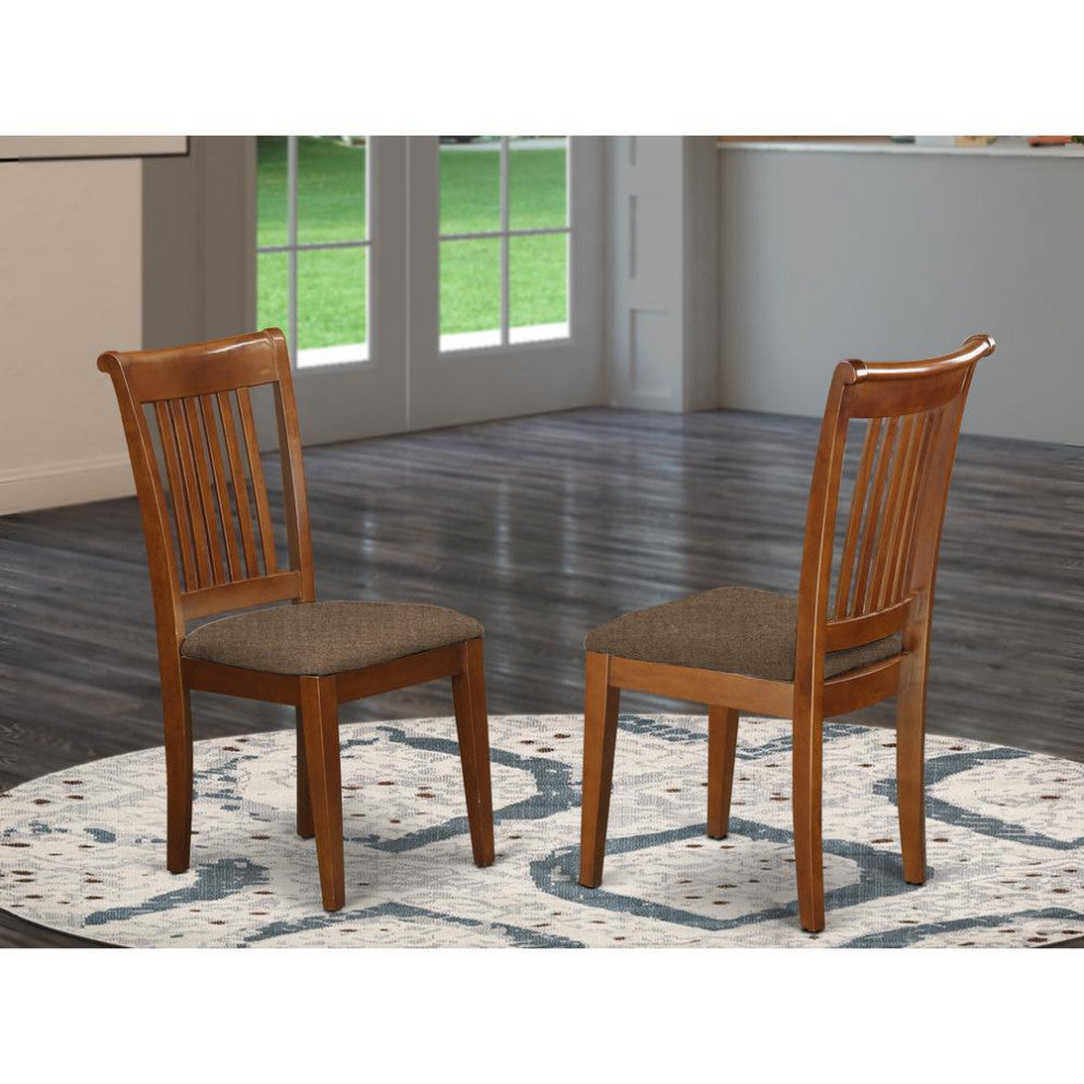 Portland Slat Back Chair For Kitchen With Fabric Seat Set of 2