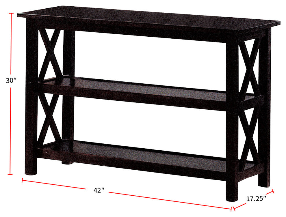 Sofa Table with 2-shelf, Dark Merlot