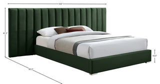 Pablo Velvet Upholstered Bed, Green, Queen