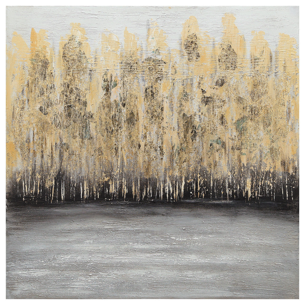 Nature Gold Trees Textured Metallic Hand Painted Wall Art Abstract Canvas