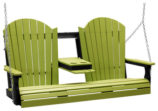 Poly Adirondack Porch Swing, Lime Green & Black, 5 Foot