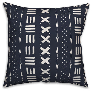 Navy Tribal Mudcloth Pattern 20x20 Throw Pillow