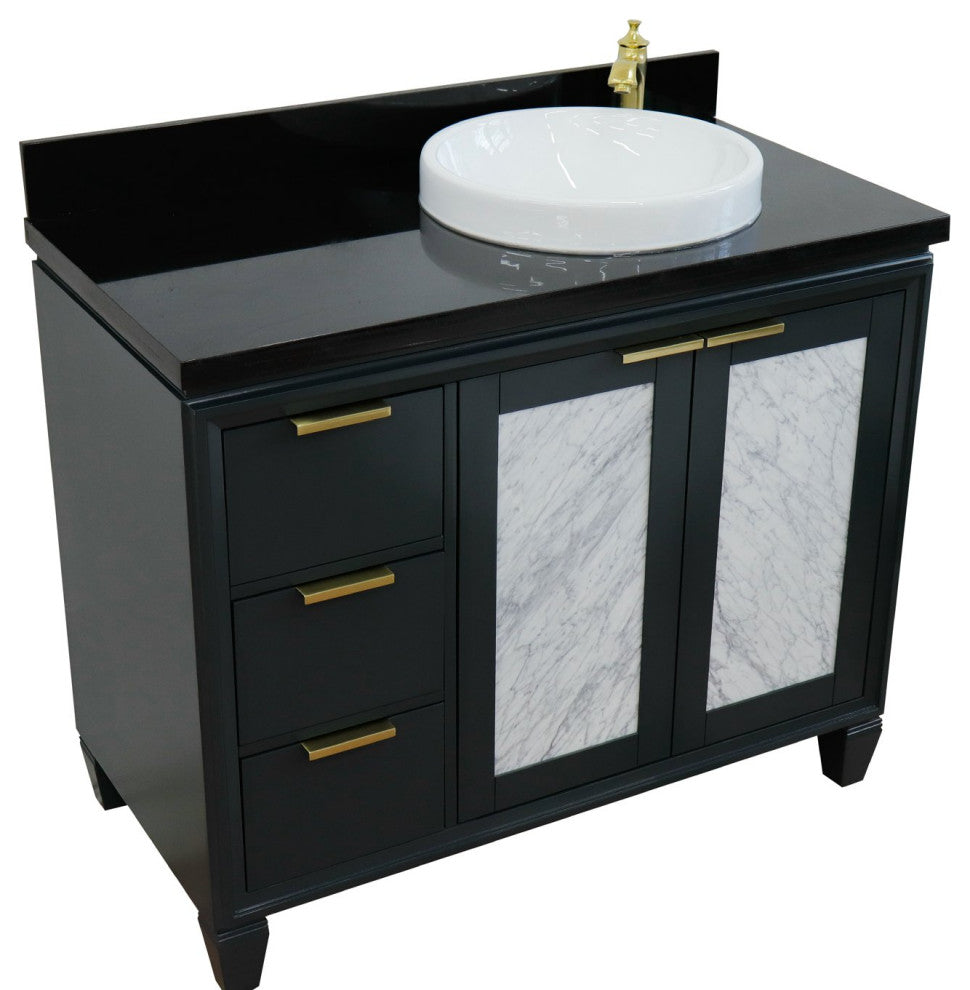 43" Single Vanity, Dark Gray Finish With Black Galaxy