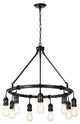 Clara Antique Black 9-light Round Wheel Chandelier