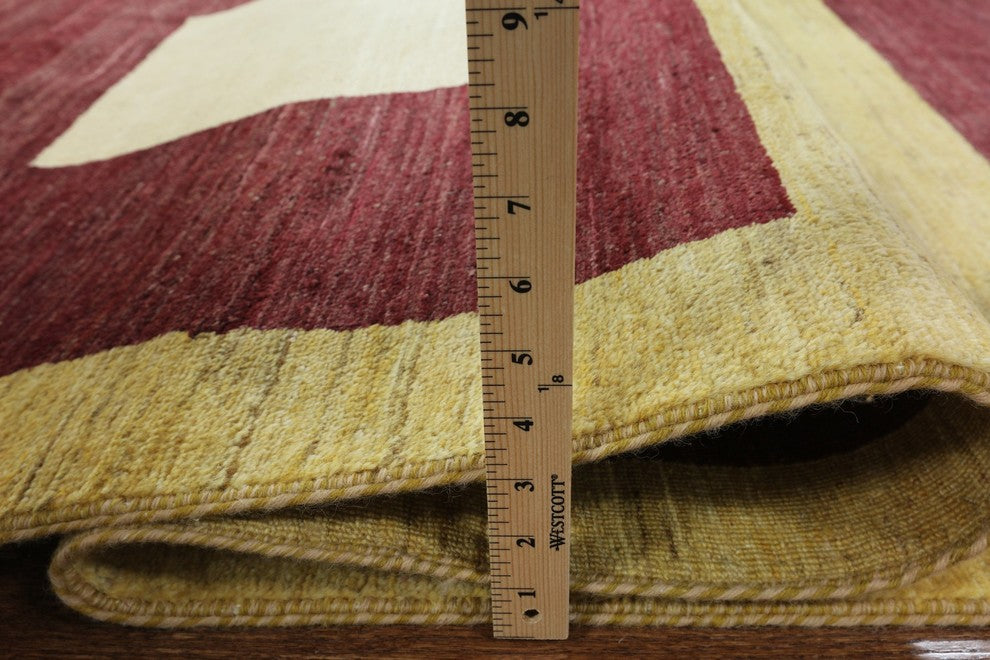 Gabbeh Geometric Multicolor Hand-Knotted Wool Rug, 7'x10'