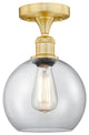 Athens-1 Light 8" Semi-Flush Mount-Satin Gold, Clear Glass Shade