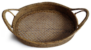 Tea Stained Rattan Oval Tray