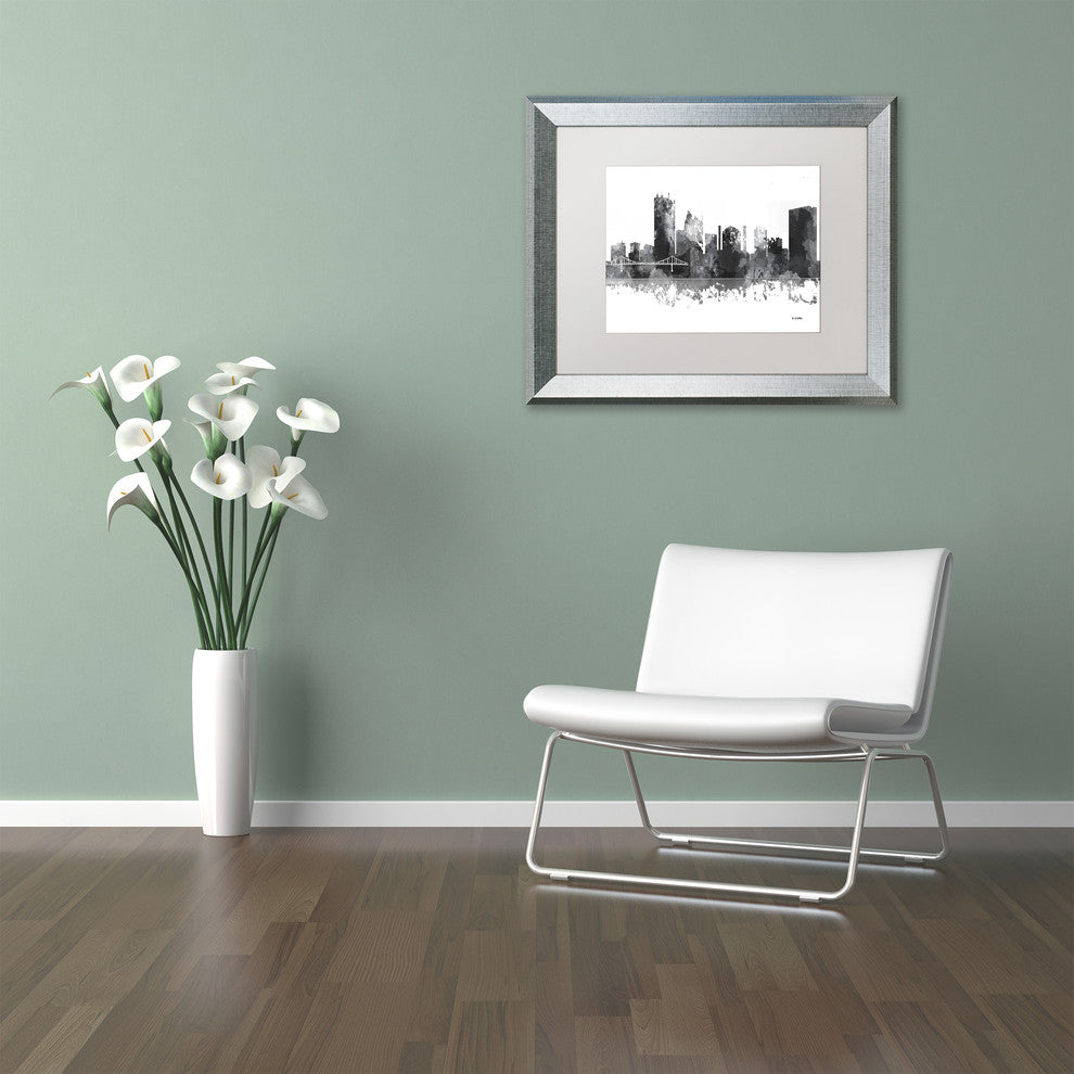 Watson 'Toledo Ohio Skyline BG-1' Art, Silver Frame, 16"x20", White Matte