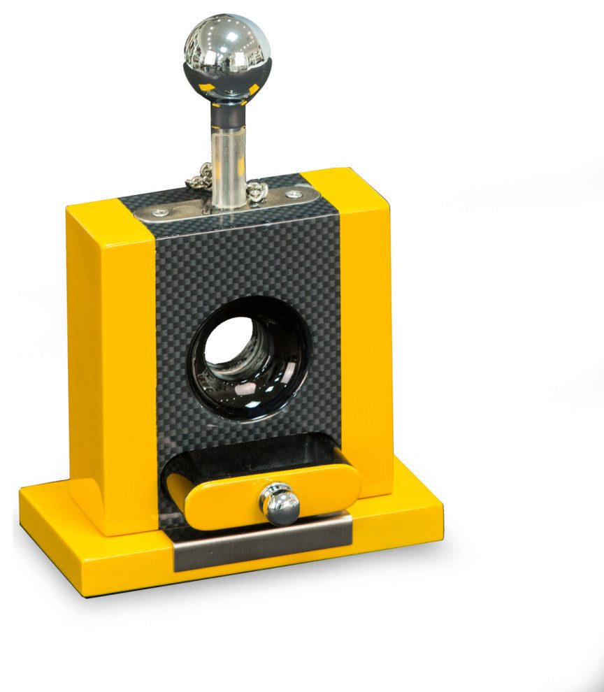 Table Top Cigar Cutter, Drawer Yellow and "Carbon Fiber" Color