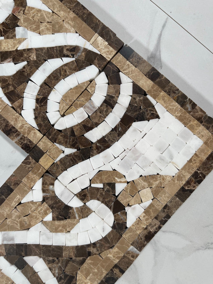 Marble Mosaic Border Listello Tile Garden Emperador 4.7x15.7 Polished, 1 piece