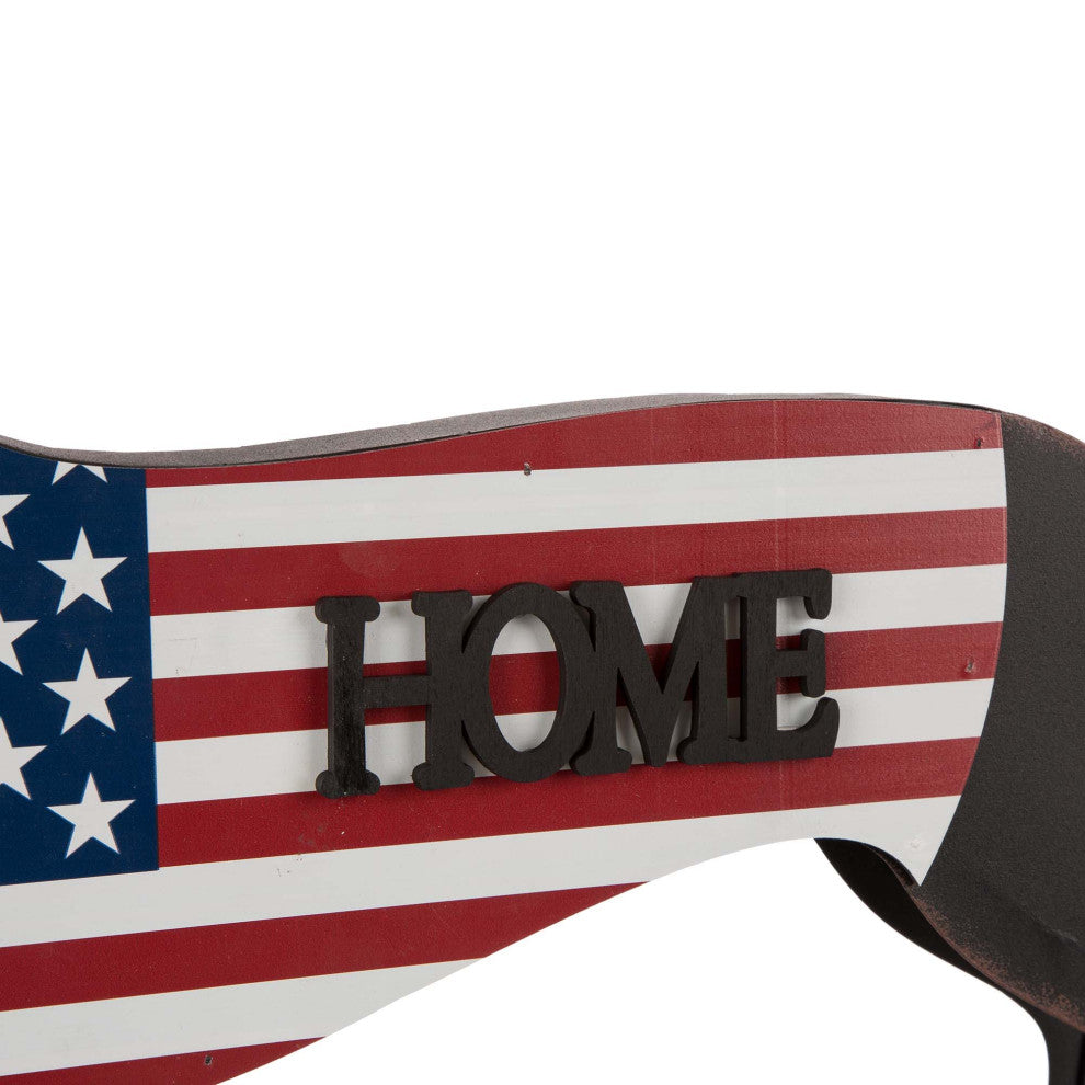 24.5"L Metal/Wooden Patriotic Double Sided Home/Welcome Dachshund Decorate