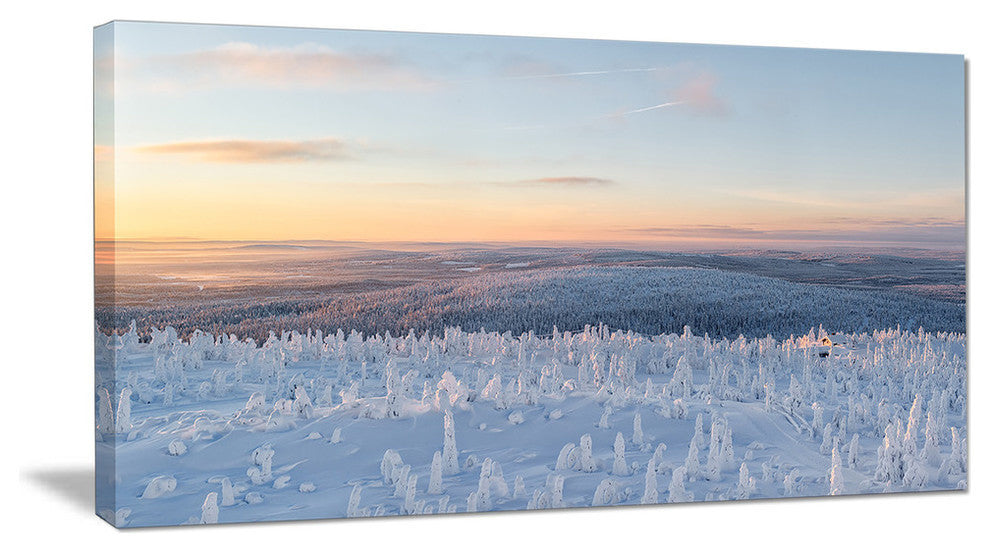 Winter Landscape in Lapland, Large landscape Canvas Art Print, 60"x28"