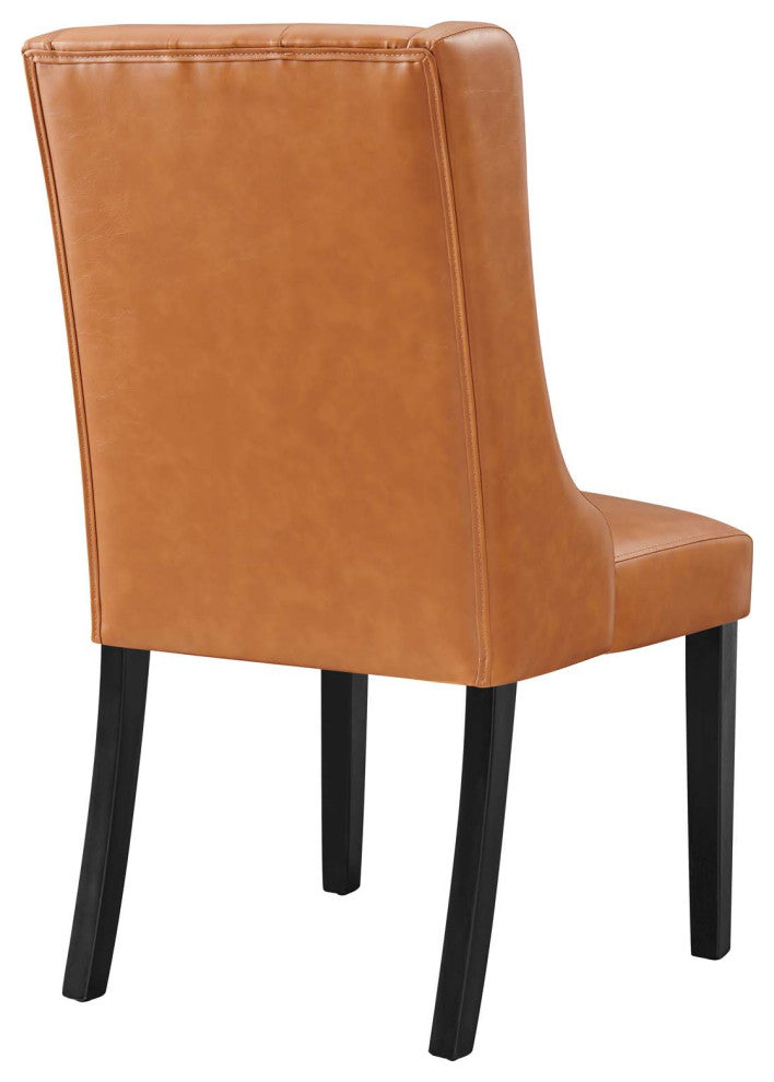Baronet Button Tufted Vegan Leather Dining Chair, Tan