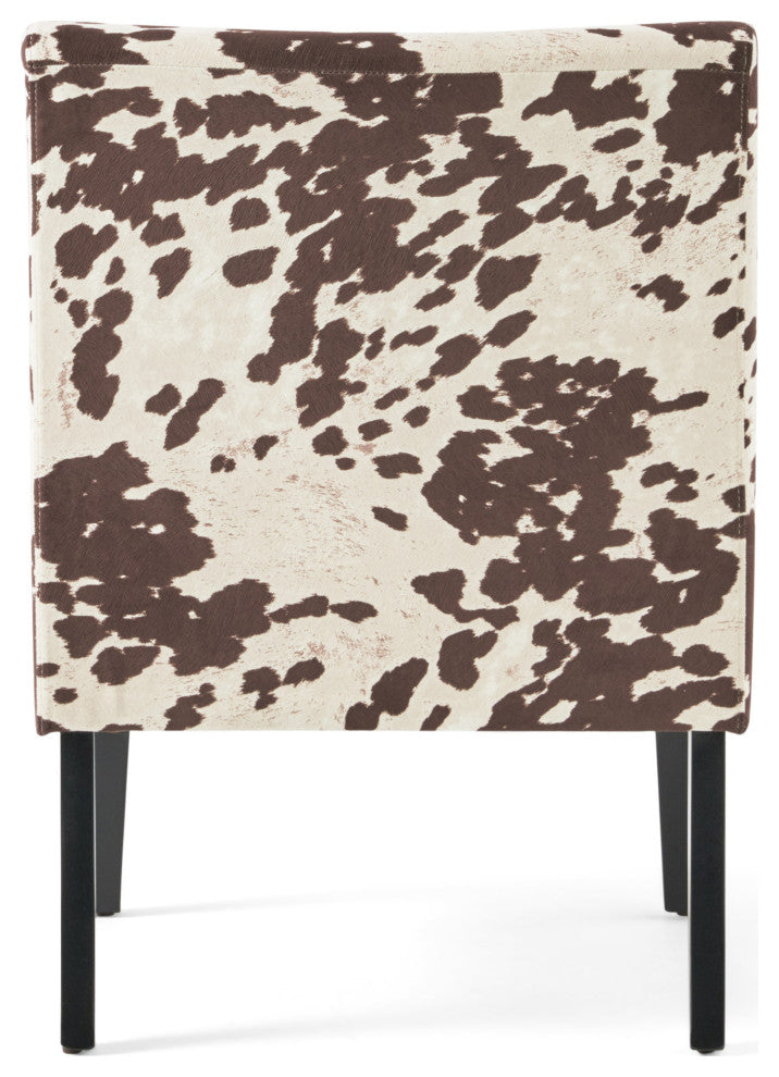 GDF Studio Kalee Contemporary Accent Chair, Cow Print, Matte Black, Fabric