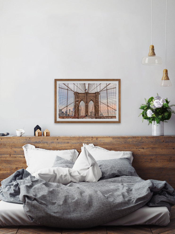 "The Iconic Brooklyn Bridge" Framed Painting Print, 12x8