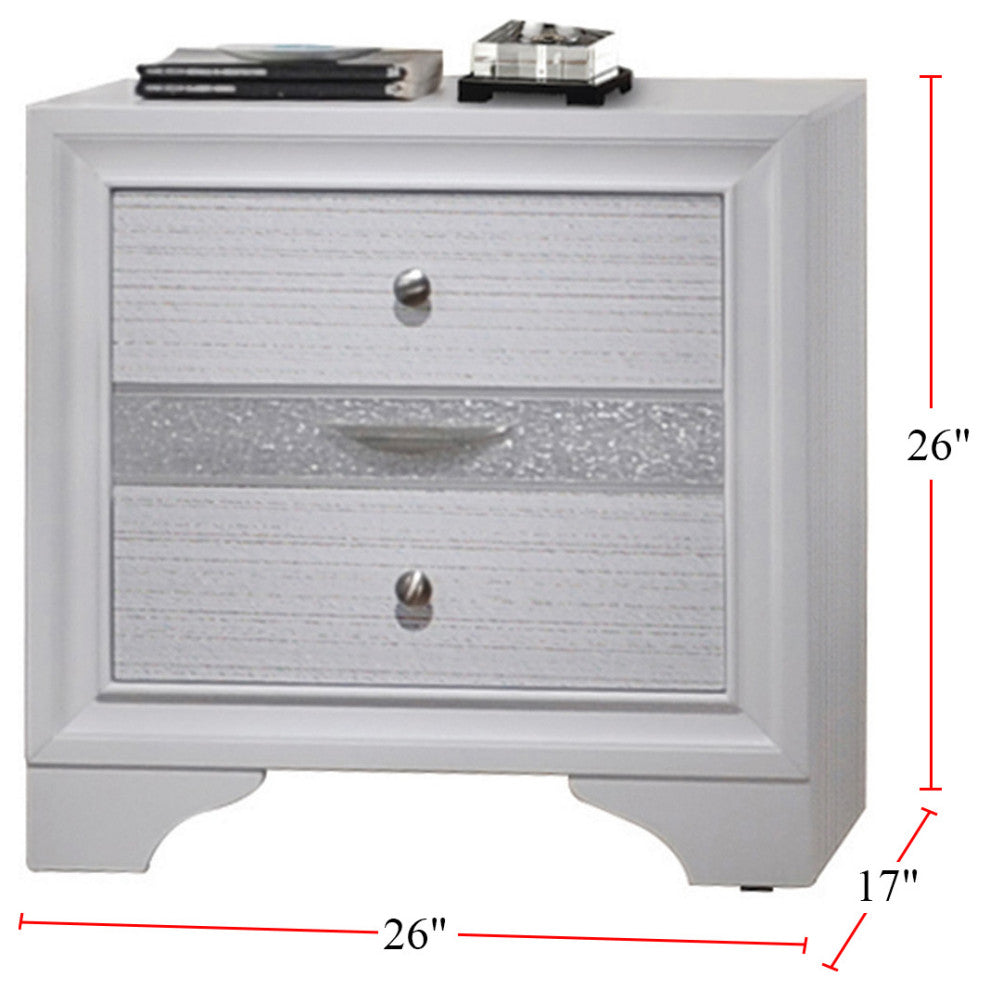 Wooden White Nightstand with 3 Drawers