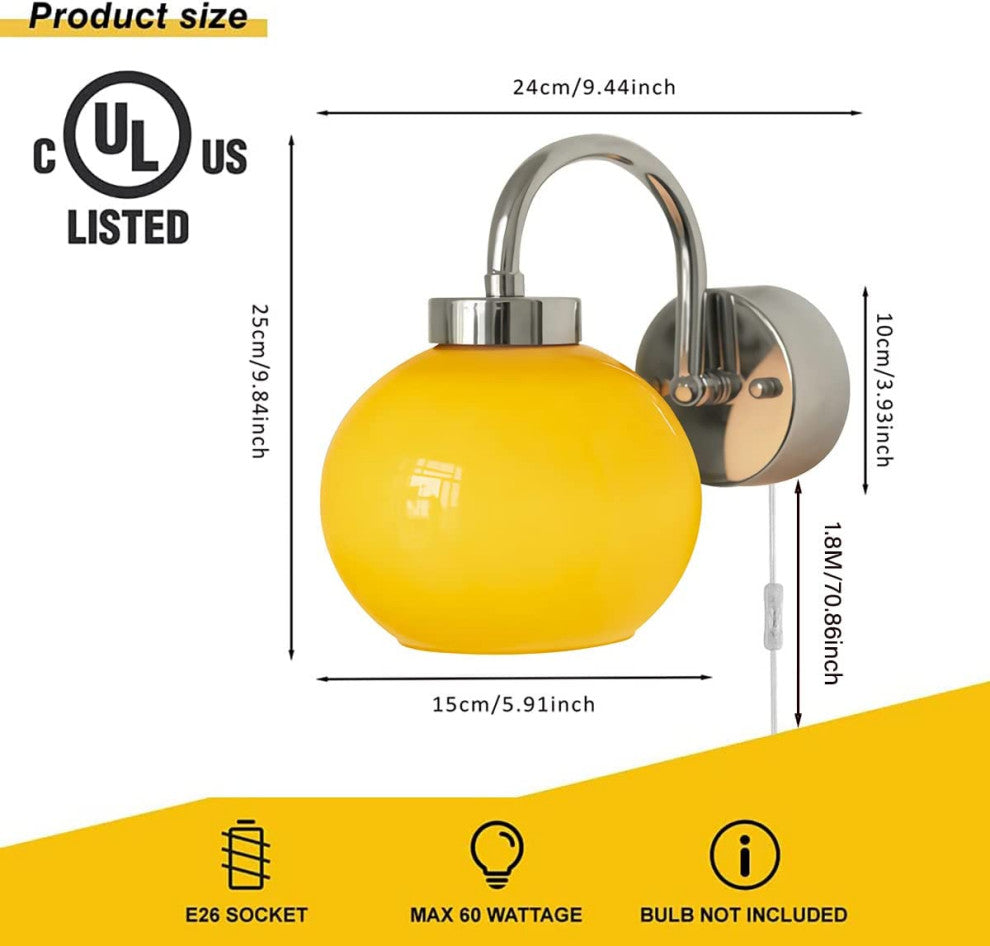 Globe Glass Wall Sconce Industrial Wall Lantern Light