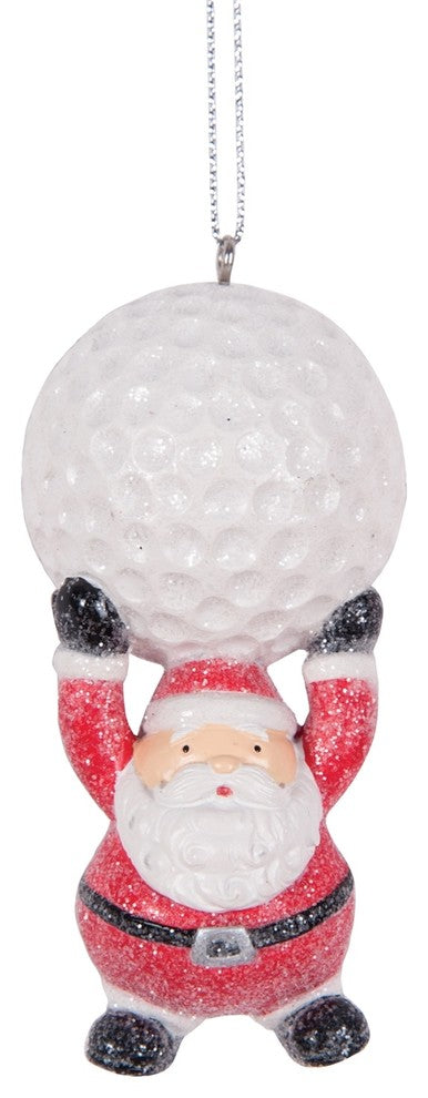 Santa Holding Golf Ball Tee Off Golfer Christmas Holiday Ornament 3.25 Inches