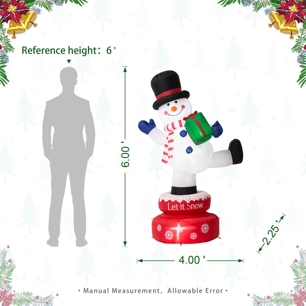 6FT Lighted Inflatable Rotating Snowman Decor