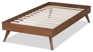 Gilvray Mid-Century Modern Ash Walnut Finish Wood Twin Platform Bed Frame