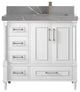 Aberdeen 36 Right Offset Bath Vanity in White 2" Piatra Gray