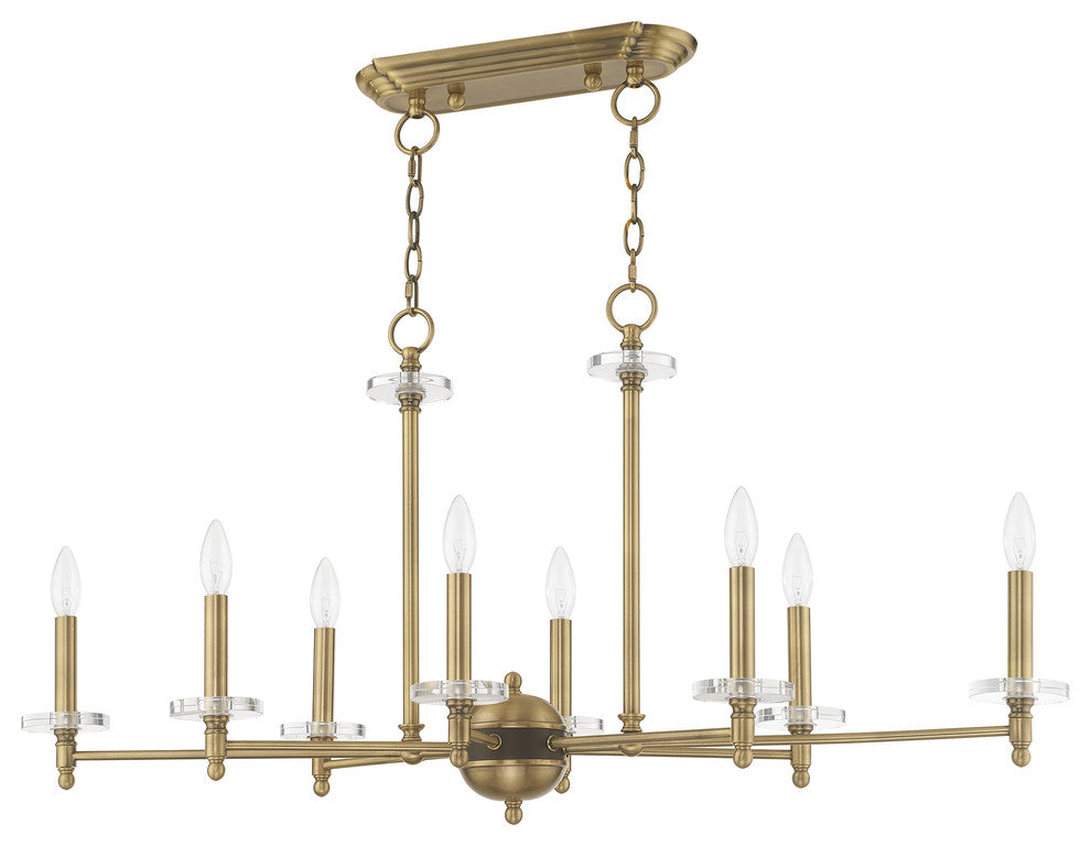 Livex Lighting Antique Brass 8-Light Linear Chandelier