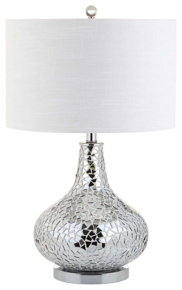 Emilia 26" Mirrored Mosaic Table Lamp, Silver