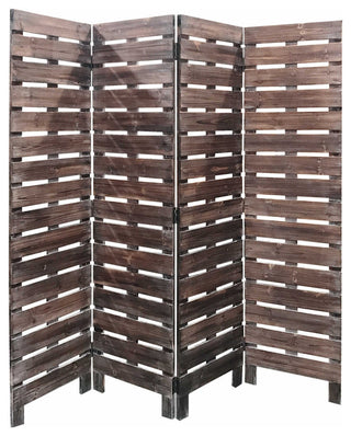 72" Brown Folding Four Panel Screen Room Divider