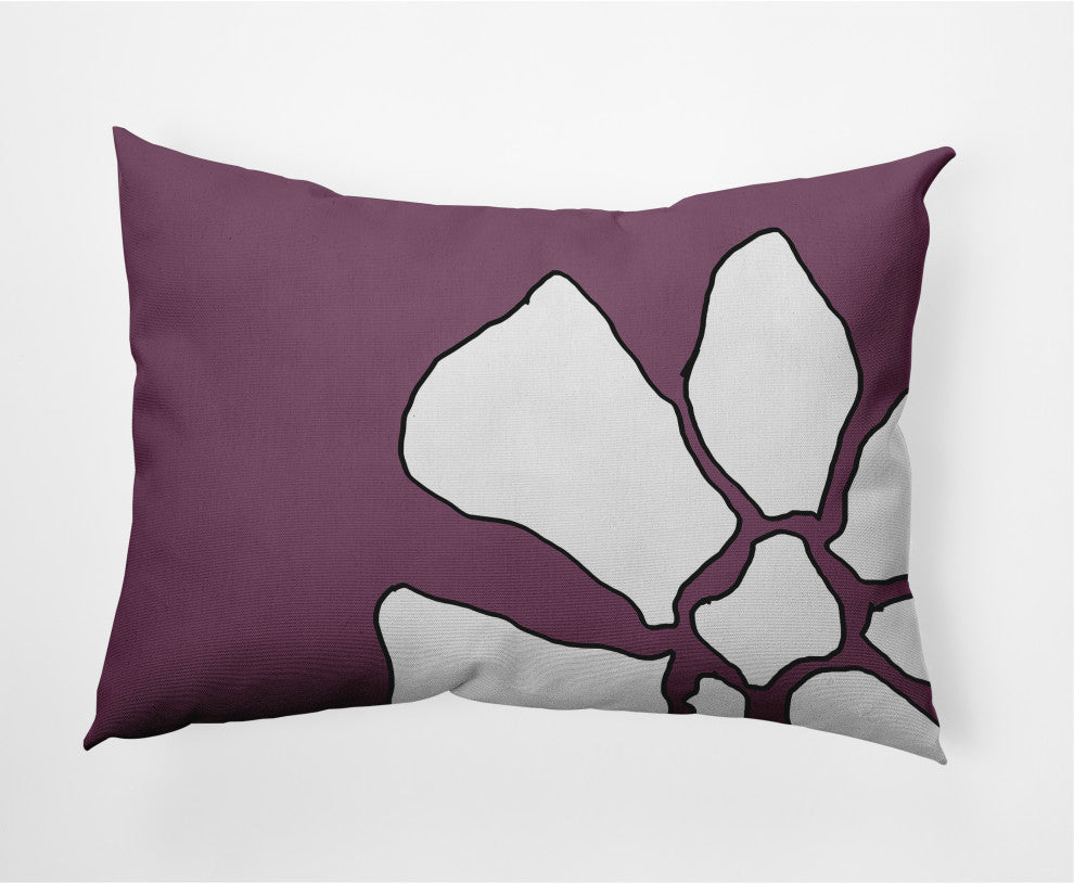 Petal Lines Indoor/Outdoor Lumbar Pillow, Purple, 14x20"