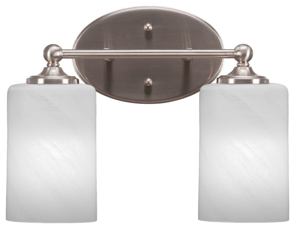 Capri 2-Light Bath Bar, Brushed Nickel/White Marble