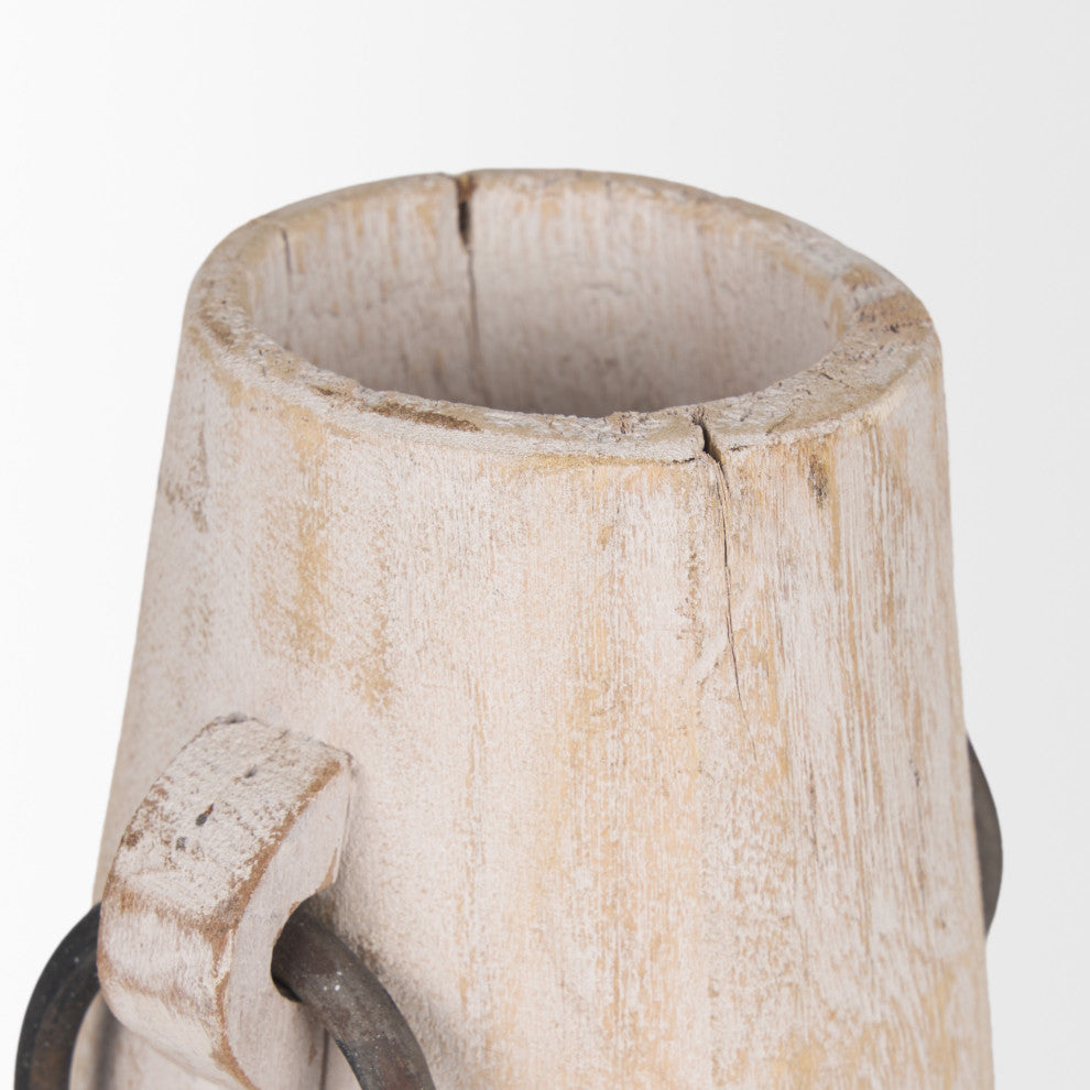Monique Small Light Brown With Handles Wood Pot