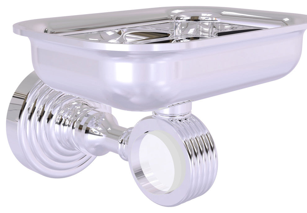 Pacific Grove Wall-Mount Soap Dish Holder with Groovy Accents, Polished Chrome