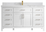 Cambridge 60 Single Bathroom Vanity in White 2" Calacatta Nuvo